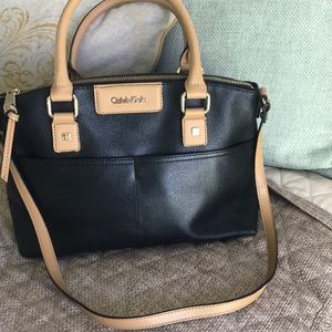 Calvin Klein Black and Tan satchel